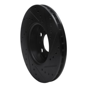 Volvo XC70 Brake Rotor (1) - Front Left - R1 Concepts - Drilled & Slotted - Black - `99-`09